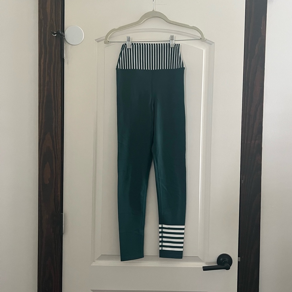 Addison Bay Green and White Striped Leggings